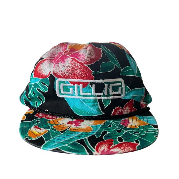 Tropical Floral Snapback Hat Embroidered "Gillig" Logo Adjustable Outdoors Fun - Picture 1 of 7